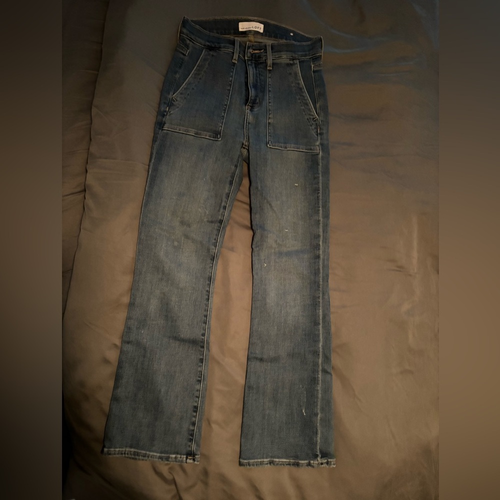 LOFT Blue High Rise Jeans with Vintage Appeal - Kick Crop